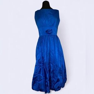 True vintage 1950s royal blue ballgown dress with zipper back